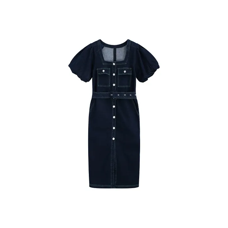 Garbege Короткий рукав Платье Женское Темно-синий