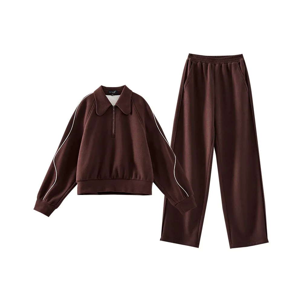 OUNIXUE Комплект Свитшот Женский Кофейный