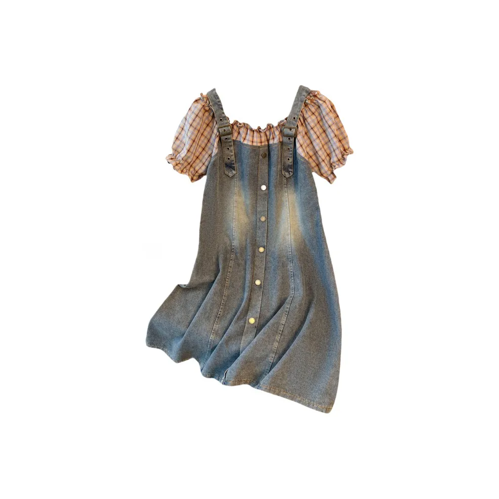 ARIADNAW STUDIO Короткий рукав Платье Женское Светлый деним