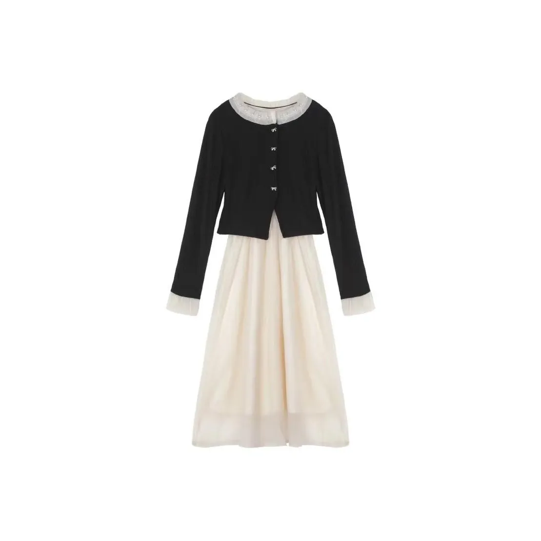 XUANSHU Длинное платье с длинными рукавами женское черное