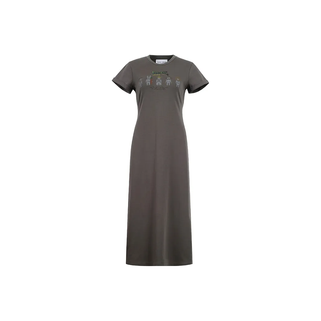 Valeria Obbaco Короткий рукав Платье Женское Серое