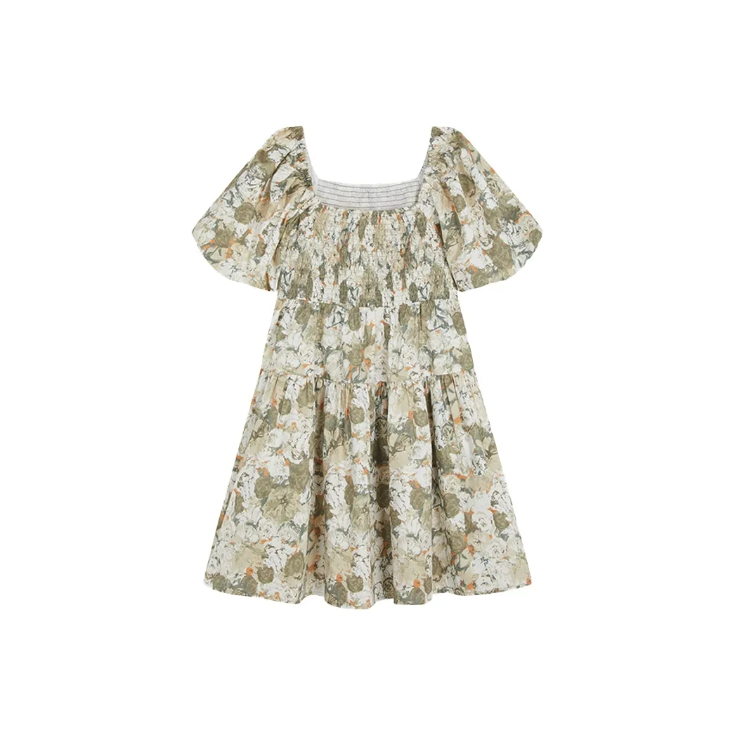 THE SEA LIFE Короткое платье с короткими рукавами женское мохово-зеленый