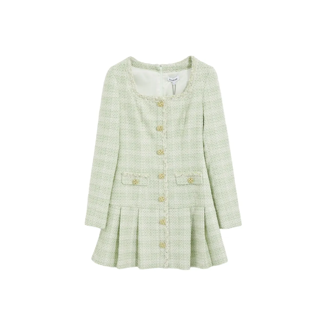 BEBE Длинное платье с длинными рукавами женское светло-зеленое