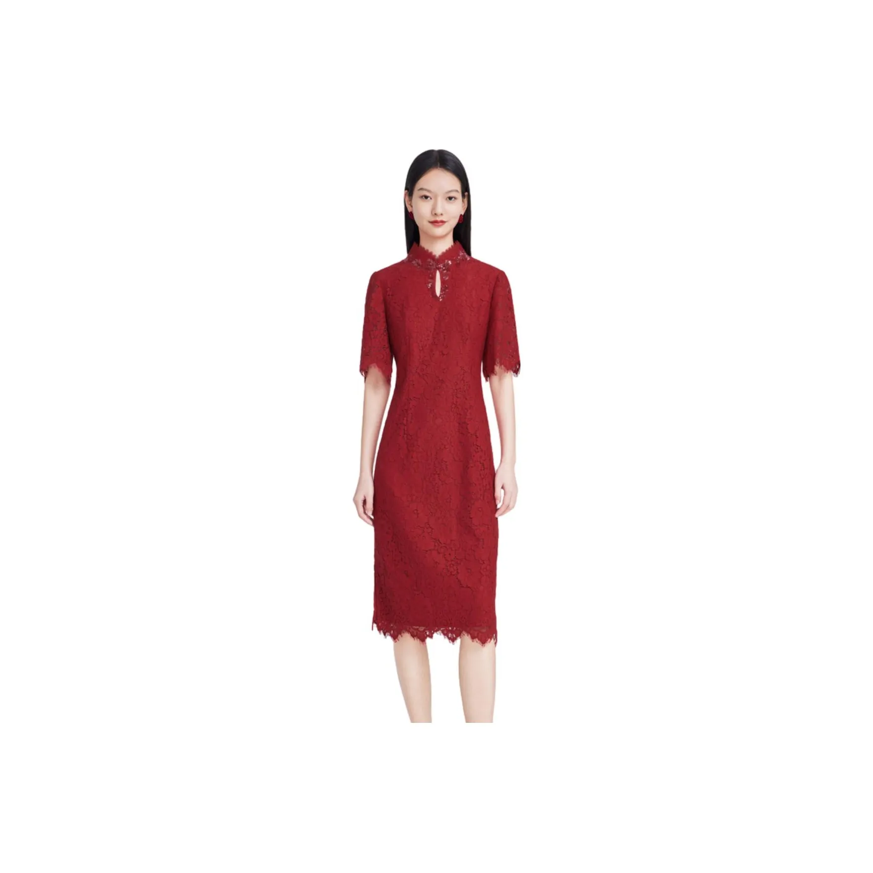 JZ Juzui Короткий рукав Платье Женское Красное