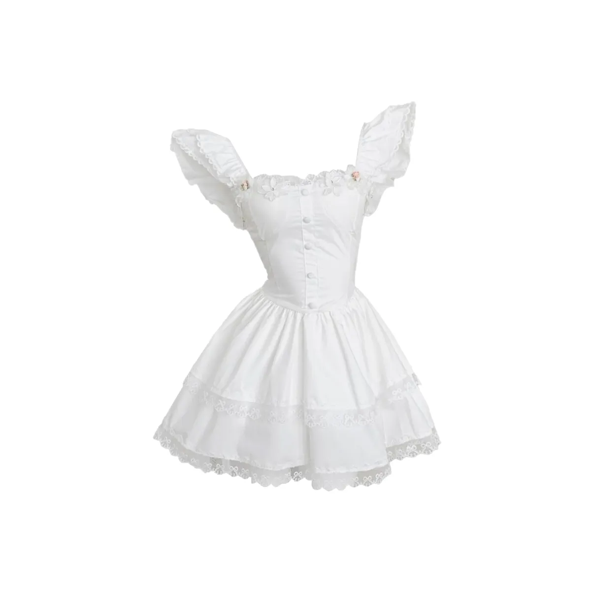 AURORA MUSE Короткий рукав Платье Женское Белое