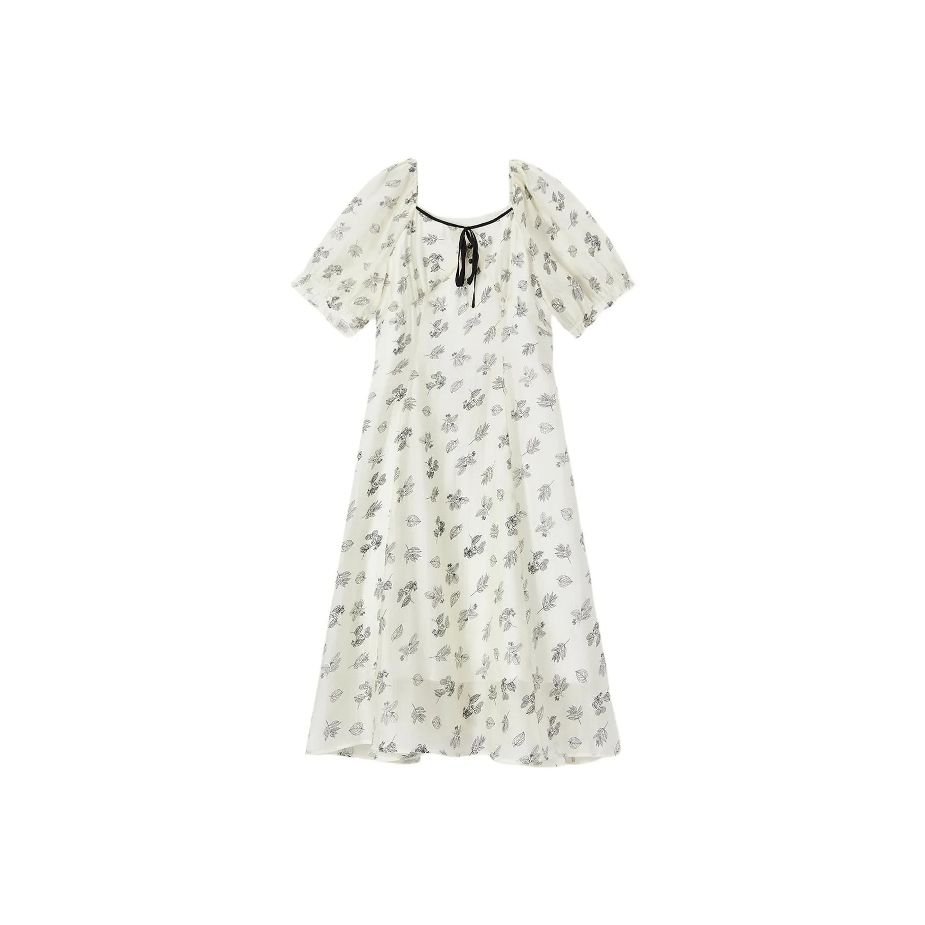 EICHITOO Короткий рукав платье женское цветочный экрю