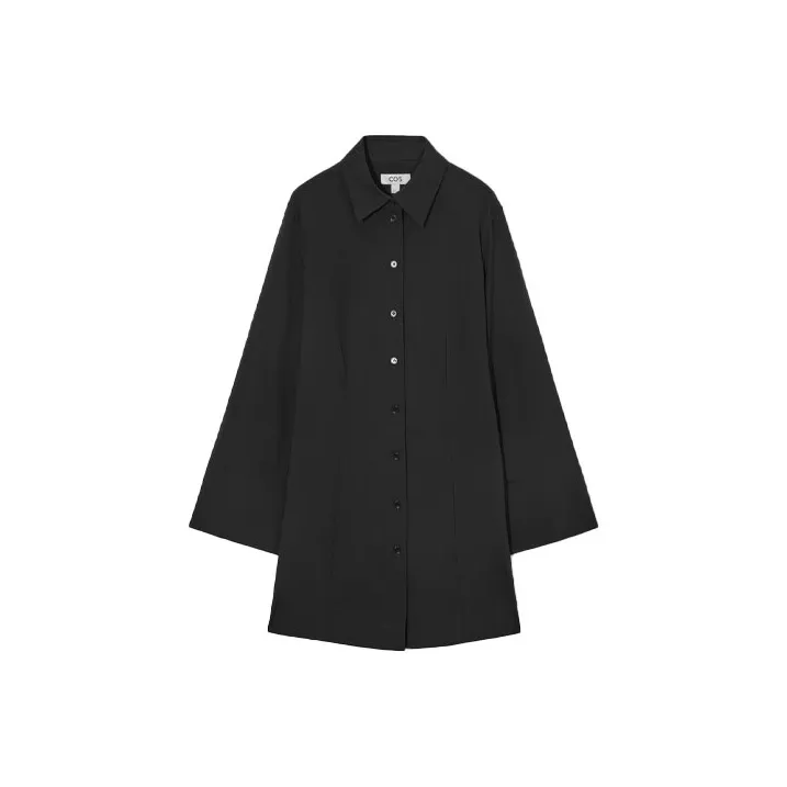 COS Длинное платье с длинными рукавами женское черное