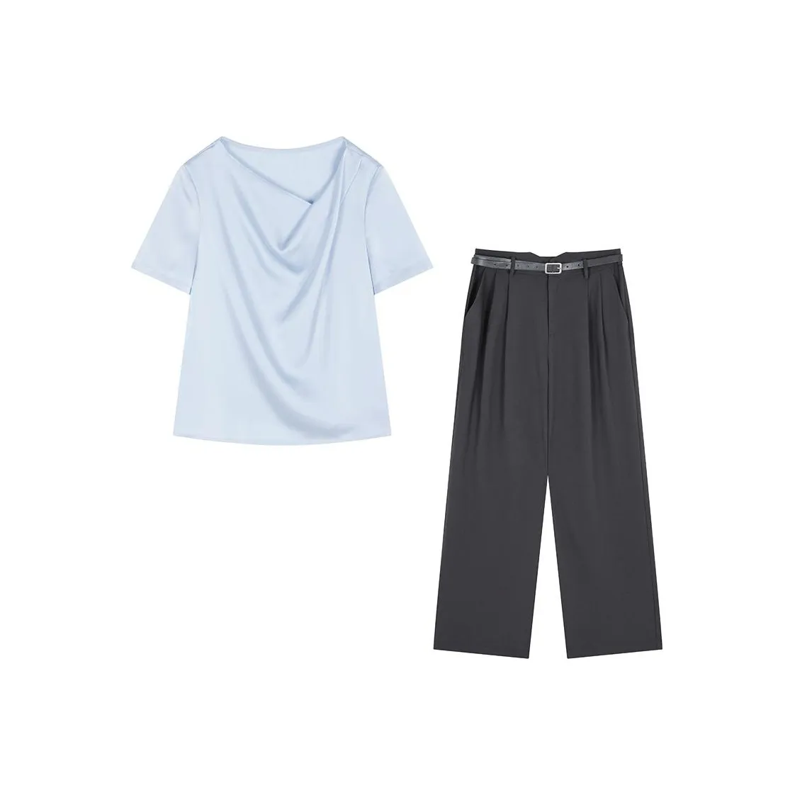 IHIMI Casual Suits Women's Sky Blue+Gray