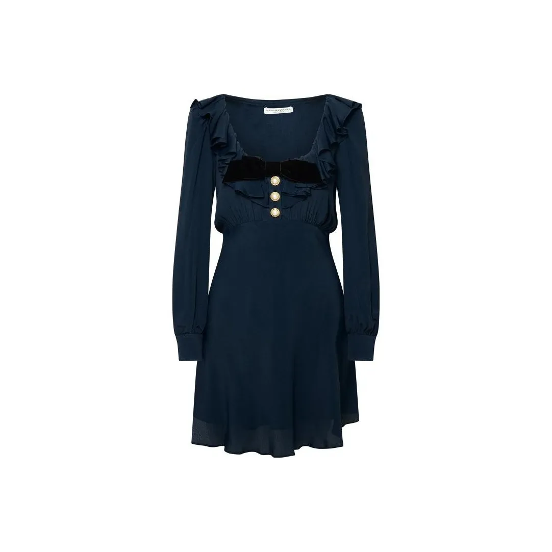 Alessandra Rich Ruffle Detailed Scoop Neck Mini Dress
