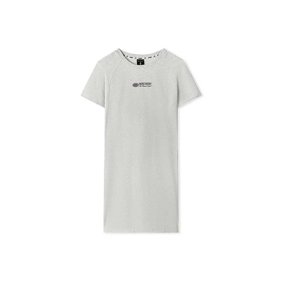 Skechers Sports Life Collection Короткий рукав Платье Женское Светлый Фотиния Серый