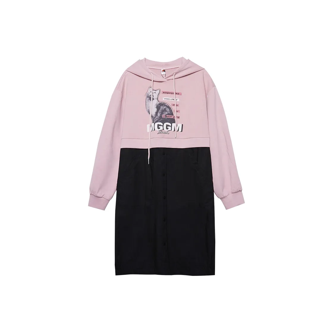 MUGUOGUOMU Long Sleeved Dress Women's Pink Black