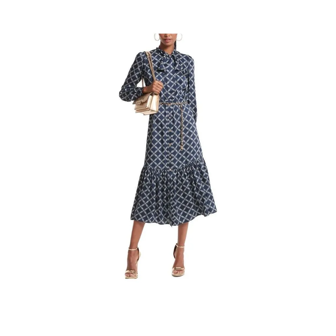 Michael Kors Темно-синий Женские Длинные Платья с Рукавами