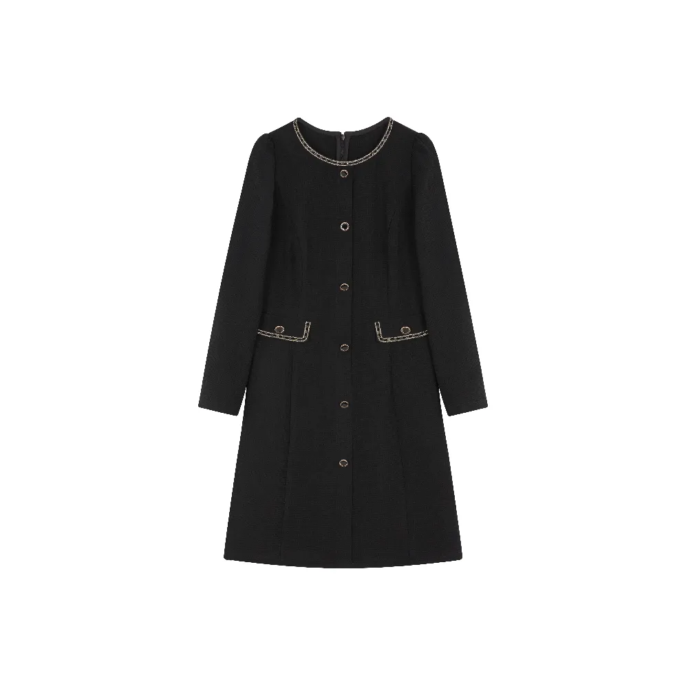 Mo Han Yi Mei Длинный рукав Платье Женское Черное