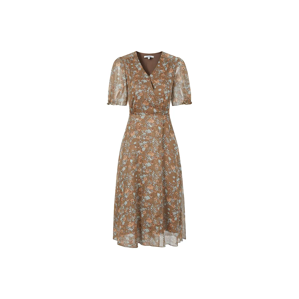 JZ. ANNAKRO Короткий рукав Платье Женское Коричневый с принтом