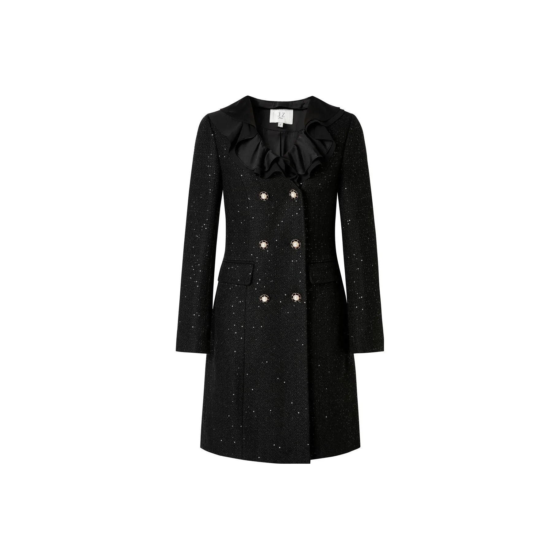 JZ Juzui Long Sleeved Dress Women's Plain Black