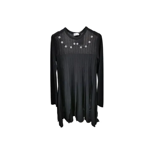 RED VALENTINO Черное Женское Длинное Платье с Рукавами