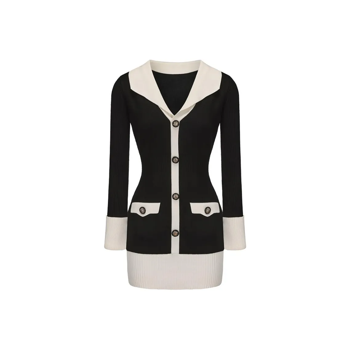 NANA JACQUELINE Long Sleeved Dresses Women's Black & White