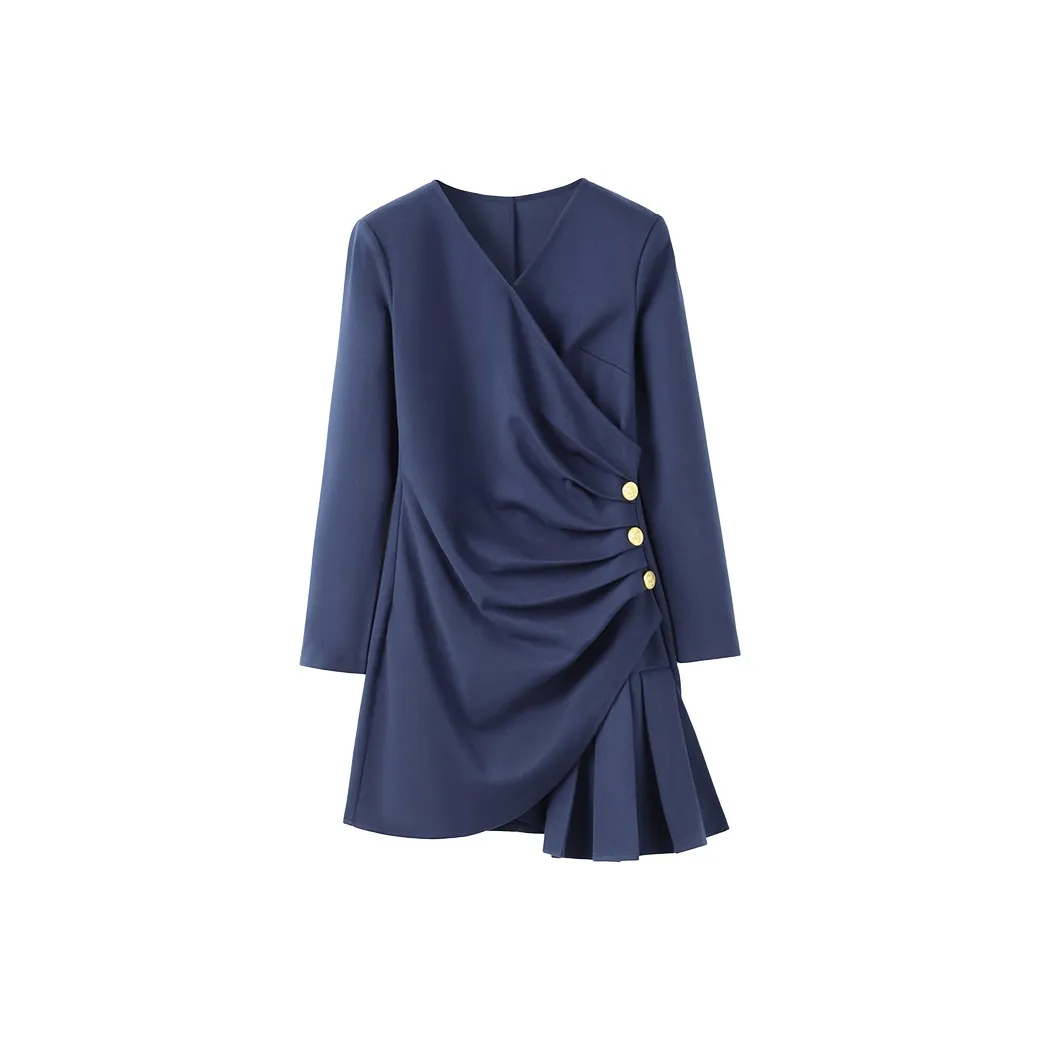 AHDO Long-Sleeved Dresses Women's Blue