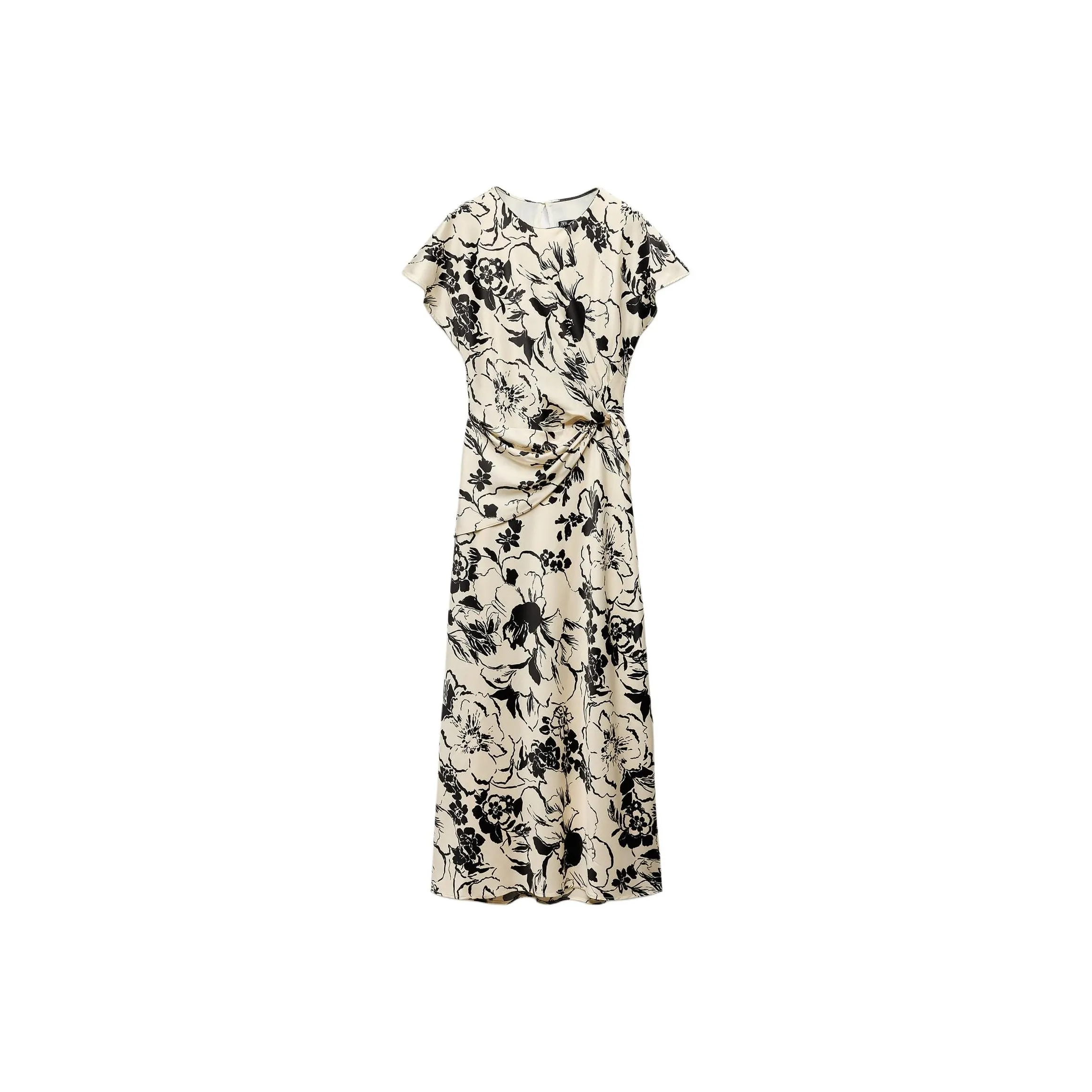 ZARA Short Sleeved Dress Women's White/Black
