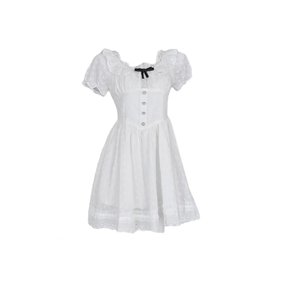 Yvetteclassic Короткий рукав Платье Женское Белое