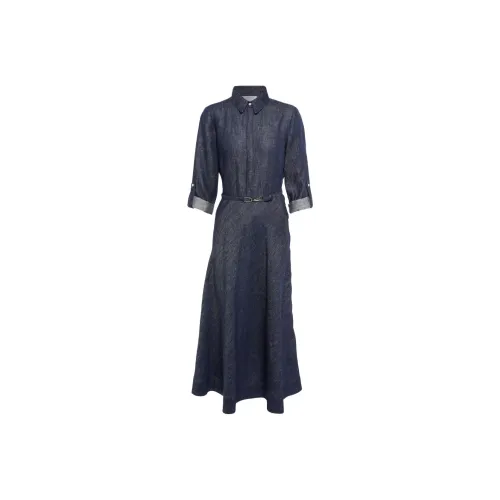 GABRIELA HEARST Blue Женские Длинные Платья с Рукавами