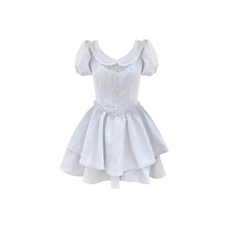 MITX Короткий рукав Платье Женское Светло-синий