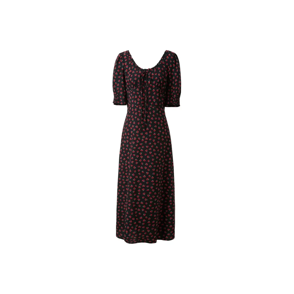 3COLOUR Короткий рукав Платье Женское Черный цветок