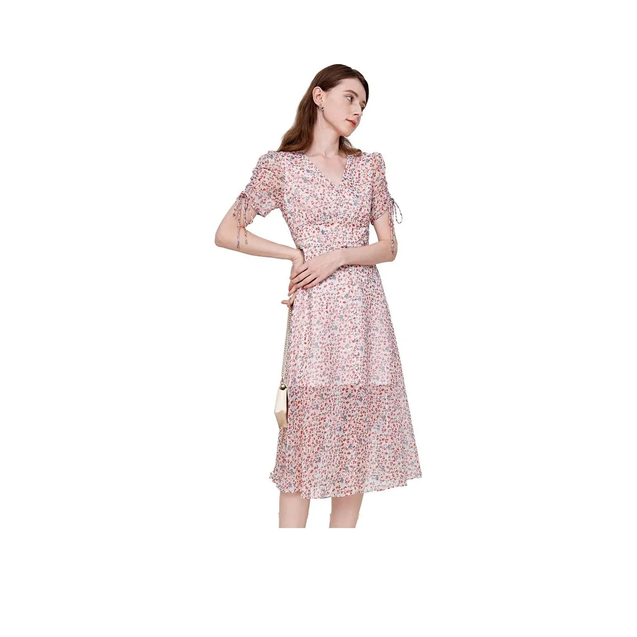 Caroline Розовый Женские Короткие Платья с Рукавами