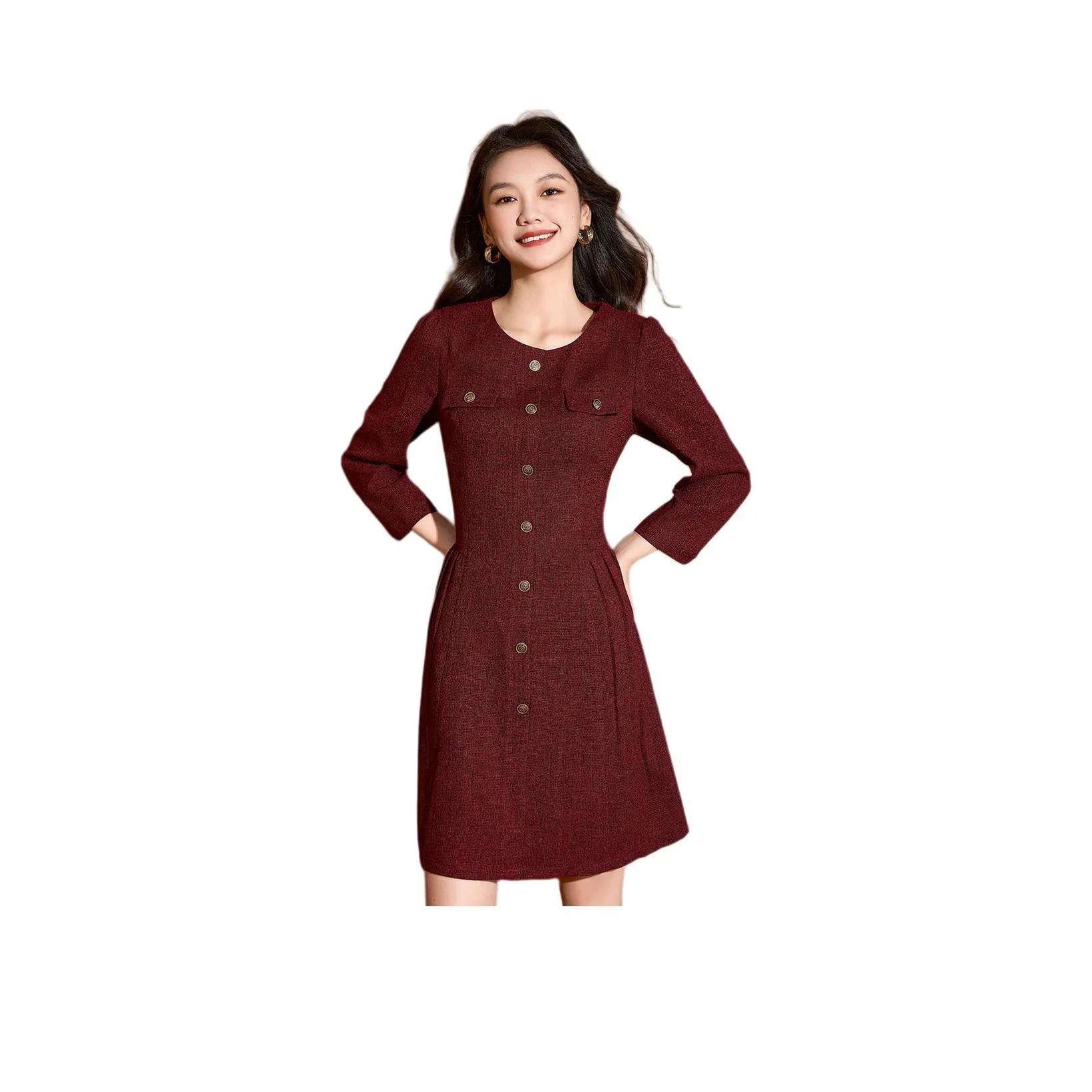 Mylan Длинное платье с длинными рукавами женское красное