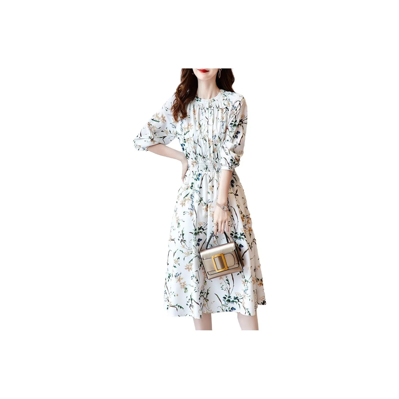 Dme Лесной зеленый Женские Длинные Платья с Рукавами