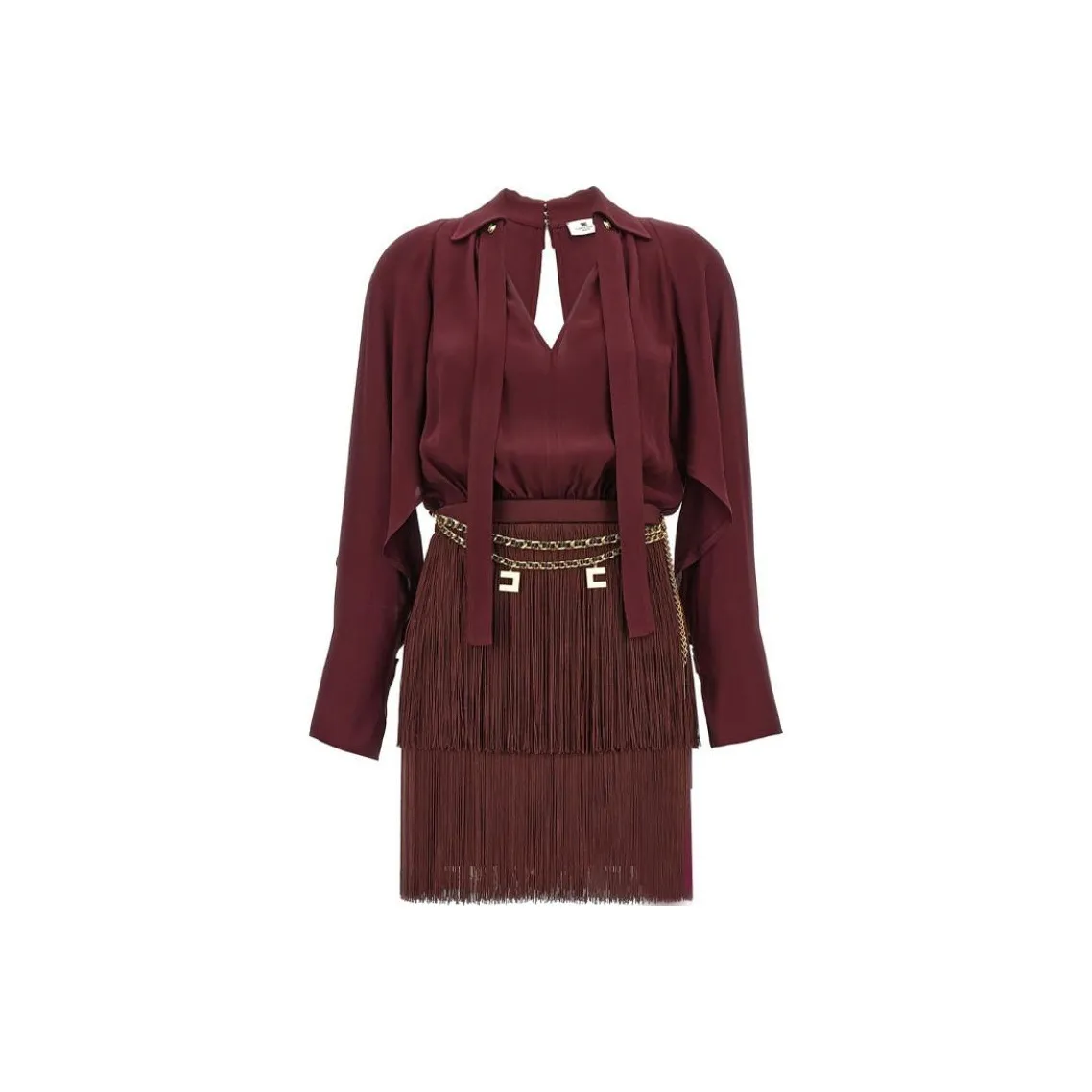 Elisabetta Franchi Chain Detailed Fringed Mini Dress