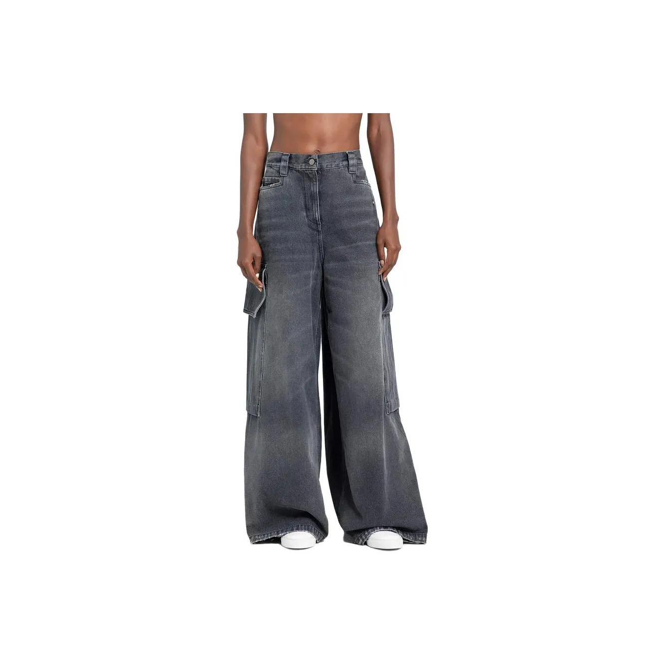 PALM ANGELS Wide Denim Parachute Jeans