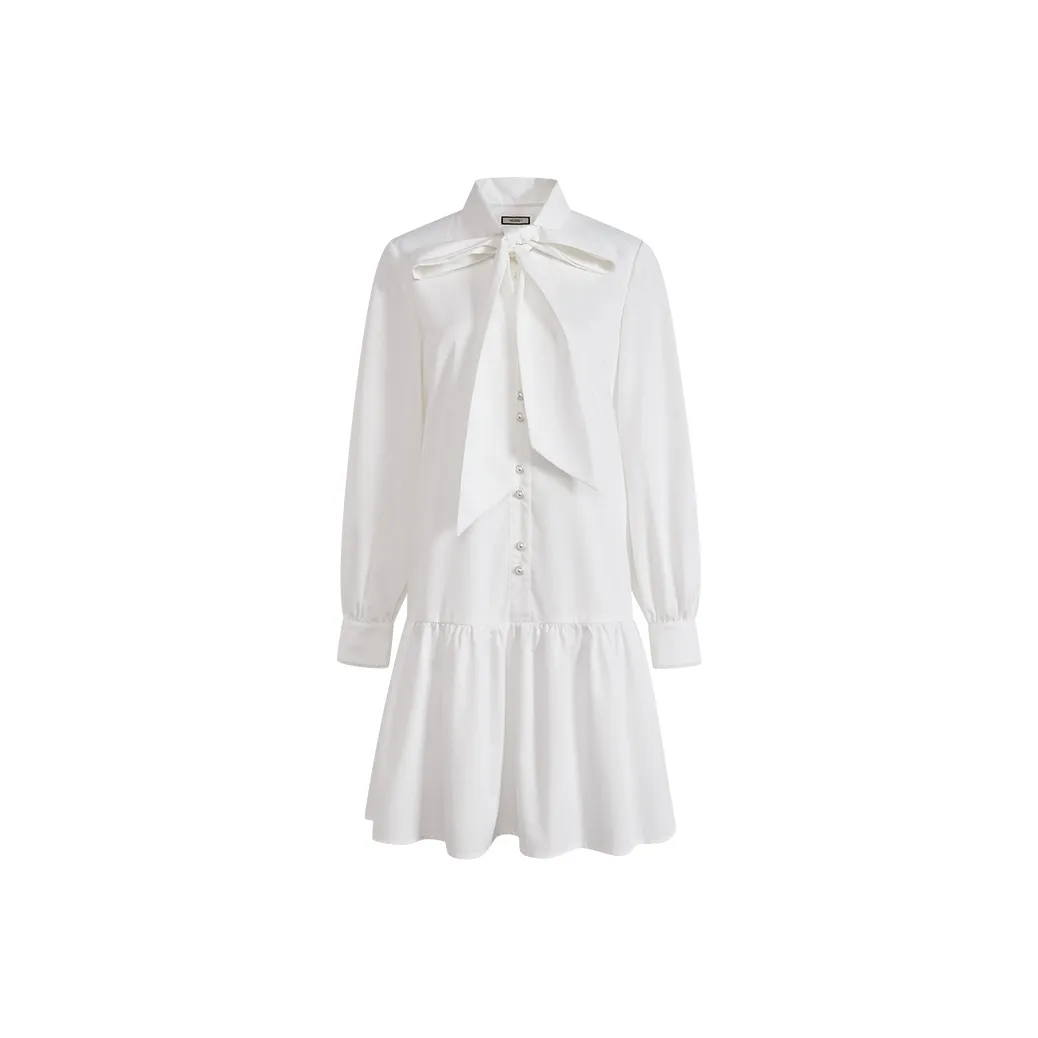 KUOSE Длинное платье с длинными рукавами женское белое