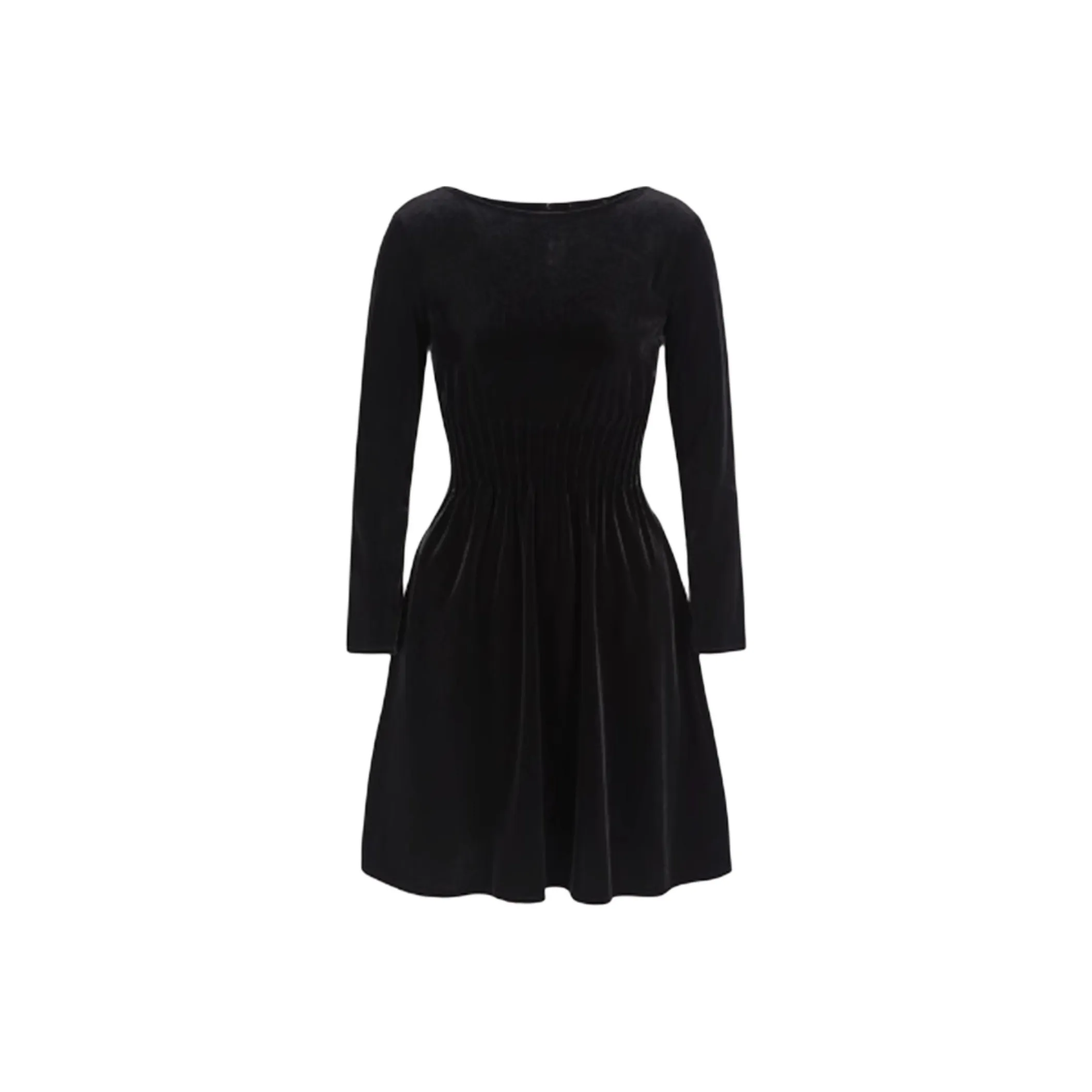 EMPORIO ARMANI FW24 Длинное платье с длинными рукавами женское черное