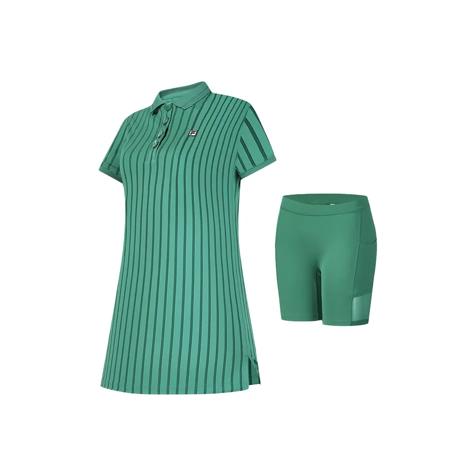 FILA Короткий рукав Платье Женское Дыня Синий Зеленый