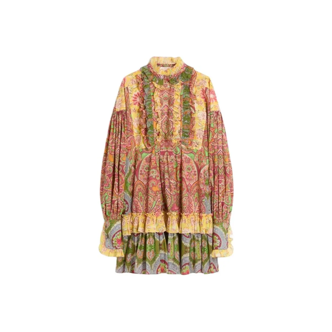 Valentino All Over Patterned Ruffled Dress