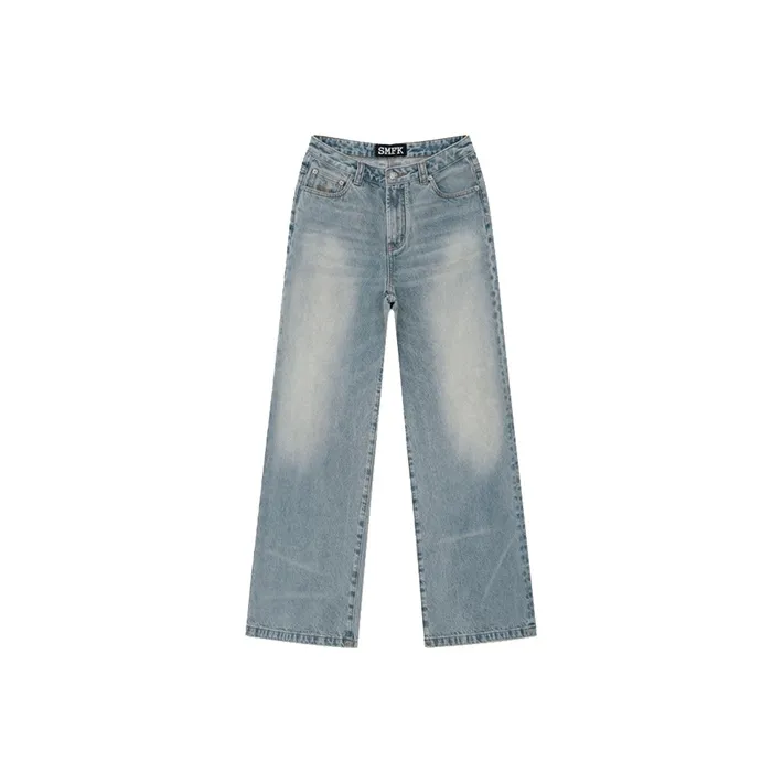 SMFK Waxed Синий деним Женские Джинсы