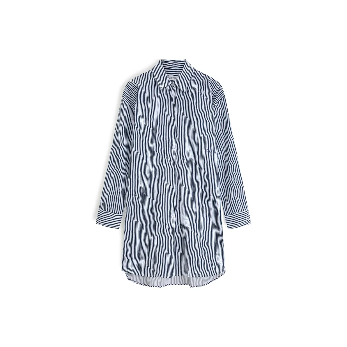 CALVIN KLEIN Long Sleeved Dress Women's Blue Stripes Pattern