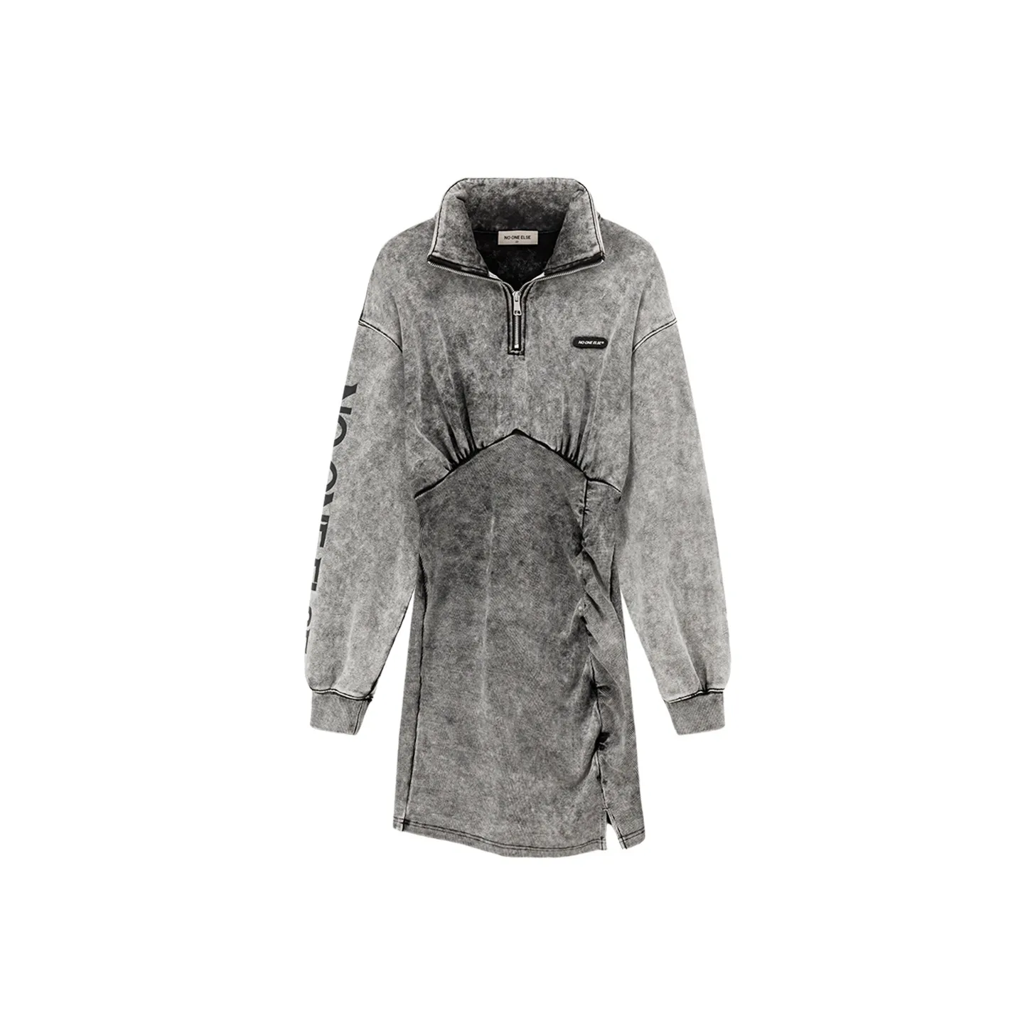 NO ONE ELSE Длинное платье с длинными рукавами женское светло-серое