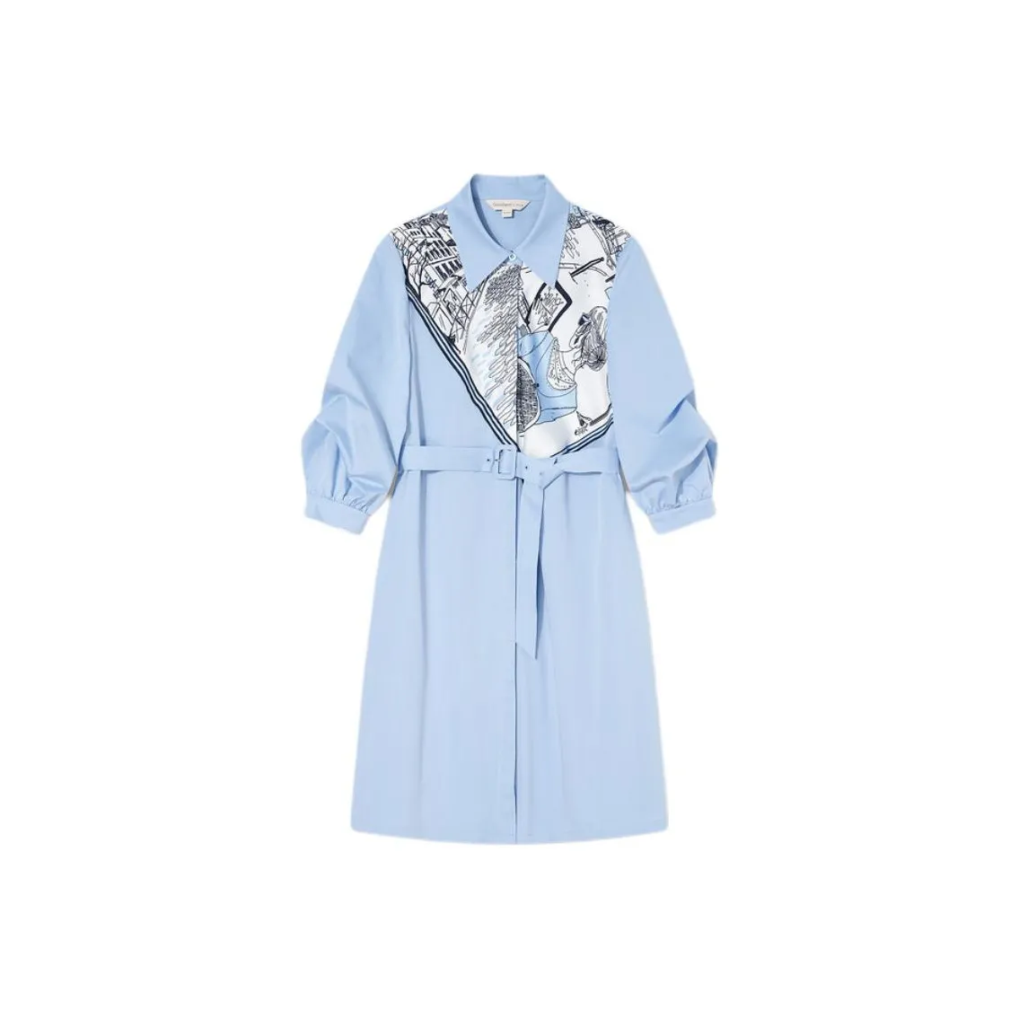 Goodland Длинное платье с длинными рукавами женское колокольчиково-синего цвета