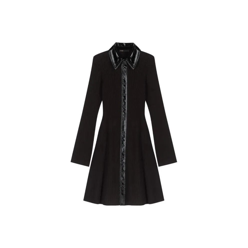 Maje Длинное платье с длинными рукавами женское черное