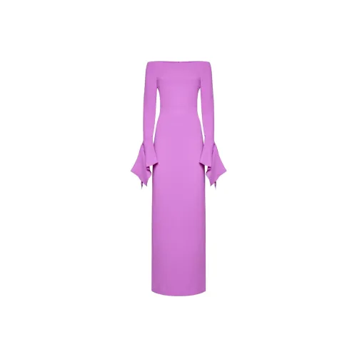 Solace London Розовые Женские Длинные Платья с Рукавами