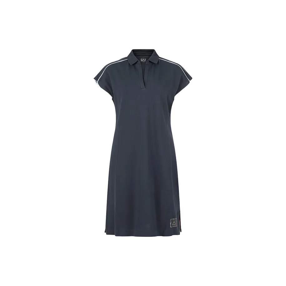 EMPORIO ARMANI EA7 SS23 Short Sleeved Dress Women's Marine Blue