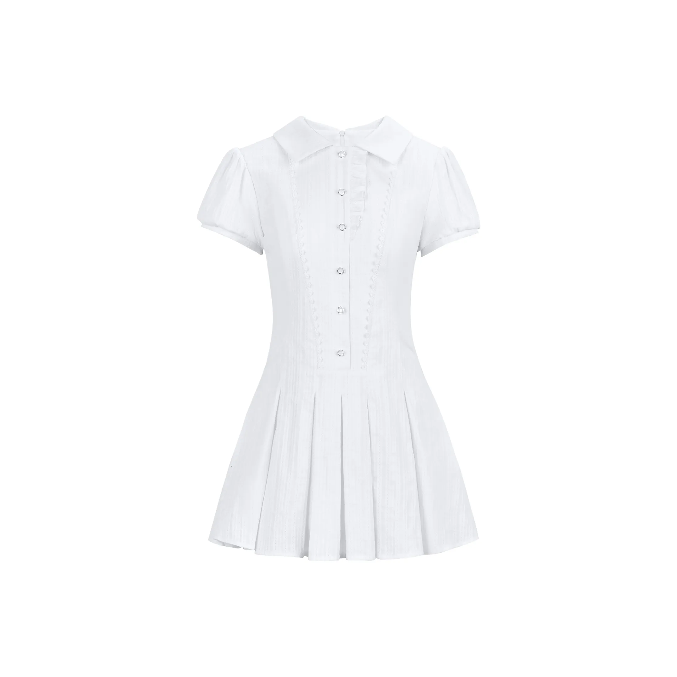 Vine Color Short Sleeved Dress Women's White