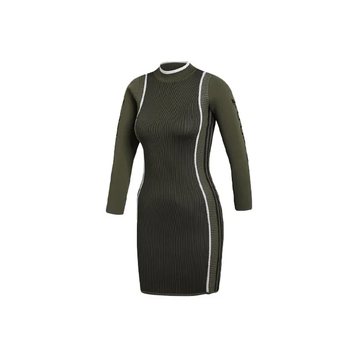 Adidas Originals Long Sleeved Dresses Women's Olive Green