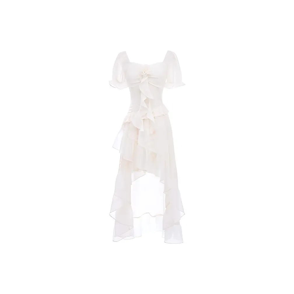 TURN UP Short Sleeved Dress Women's Gentle Apricot