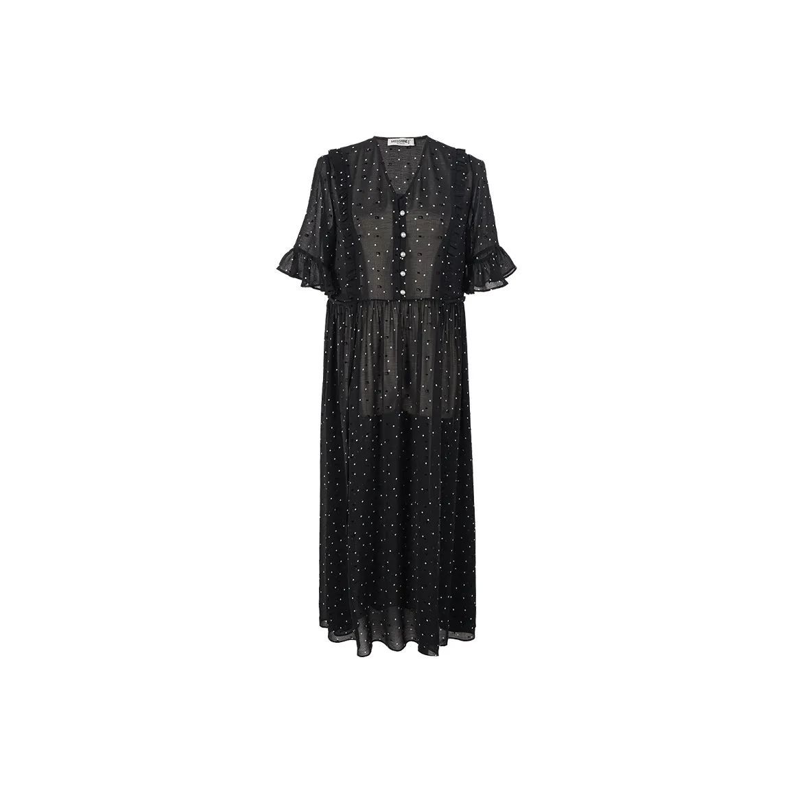 MISSSHINE Short Sleeved Dress Women's Black White Polka Dot
