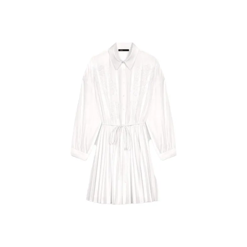 Maje Белое Женское Длинное Платье с Рукавами