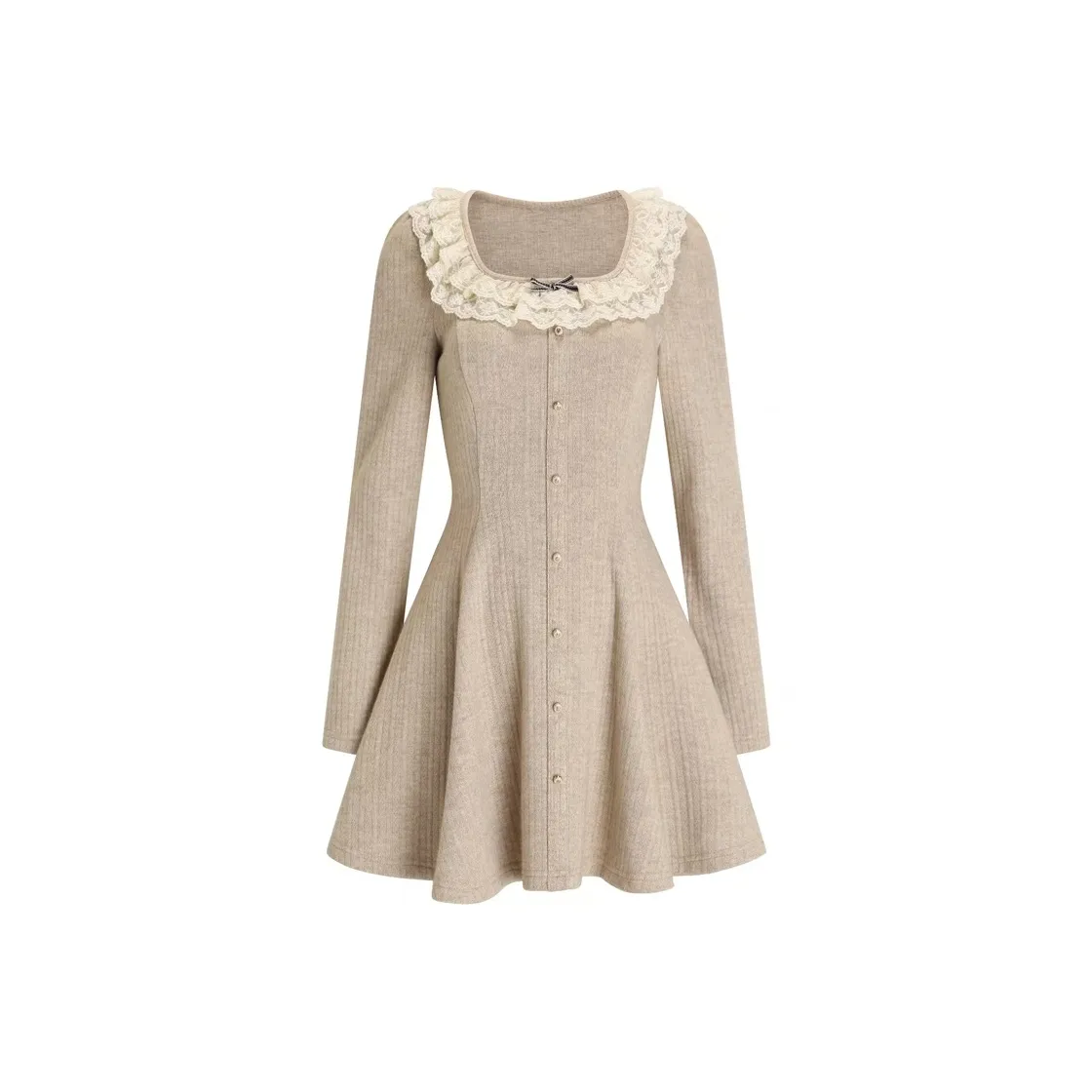AFGGD Long Sleeved Dresses Women's Milk Tea