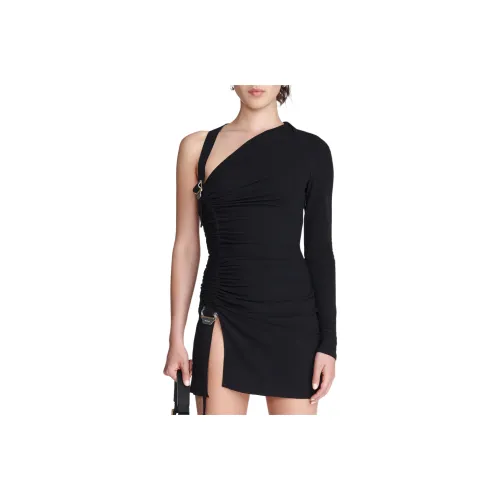DION LEE Черное Женское Длинное Платье с Рукавами
